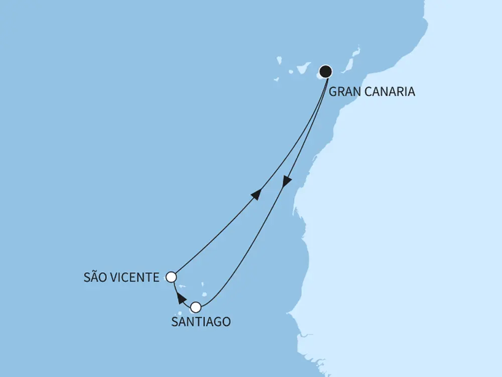 Kanaren mit Kapverden - ab/bis Las Palmas - Routenbild